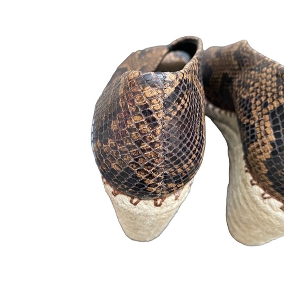 VINCE Coffee Leather Brown Snake Print 3/4" Espadrille Braided Jute I Size: 6.5 - Picture 11 of 16
